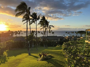A resort with a view of the ocean, palm trees, and a well-maintained lawn. - Wailea Elua- CoralTree Residence Collection (Kihei)
