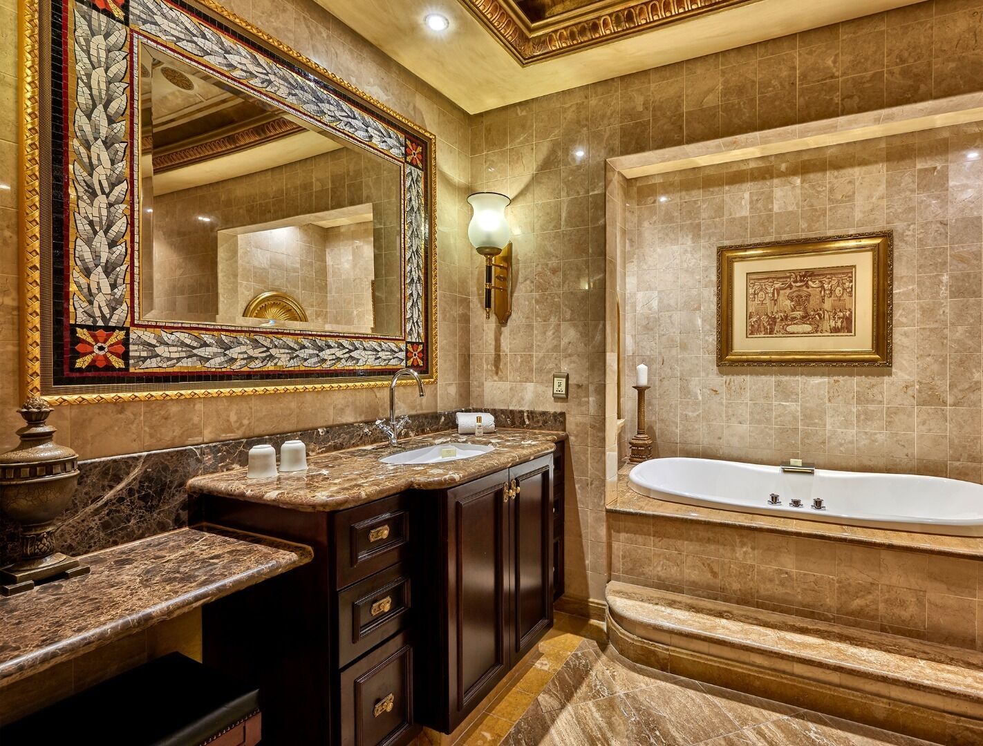 presidential suite (club floor) | bathroom | combined shower/bathtub, designer toiletries, hair dryer, slippers