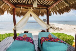 Sauna, hot tub, Turkish bath, hydrotherapy, aromatherapy, beach massages