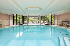 Indoor pool, open 7:00 AM to 9:00 PM, sun loungers