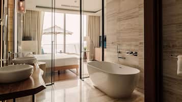 Suite, 3 Bedrooms, Sea View (Sands Tower) | Bathroom | Deep-soaking bathtub, designer toiletries, hair dryer, bathrobes