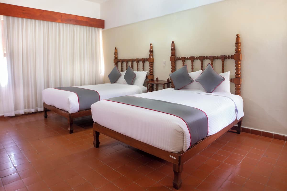 Standard Room, 2 Double Beds, Pool View | Free WiFi, bed sheets, alarm clocks