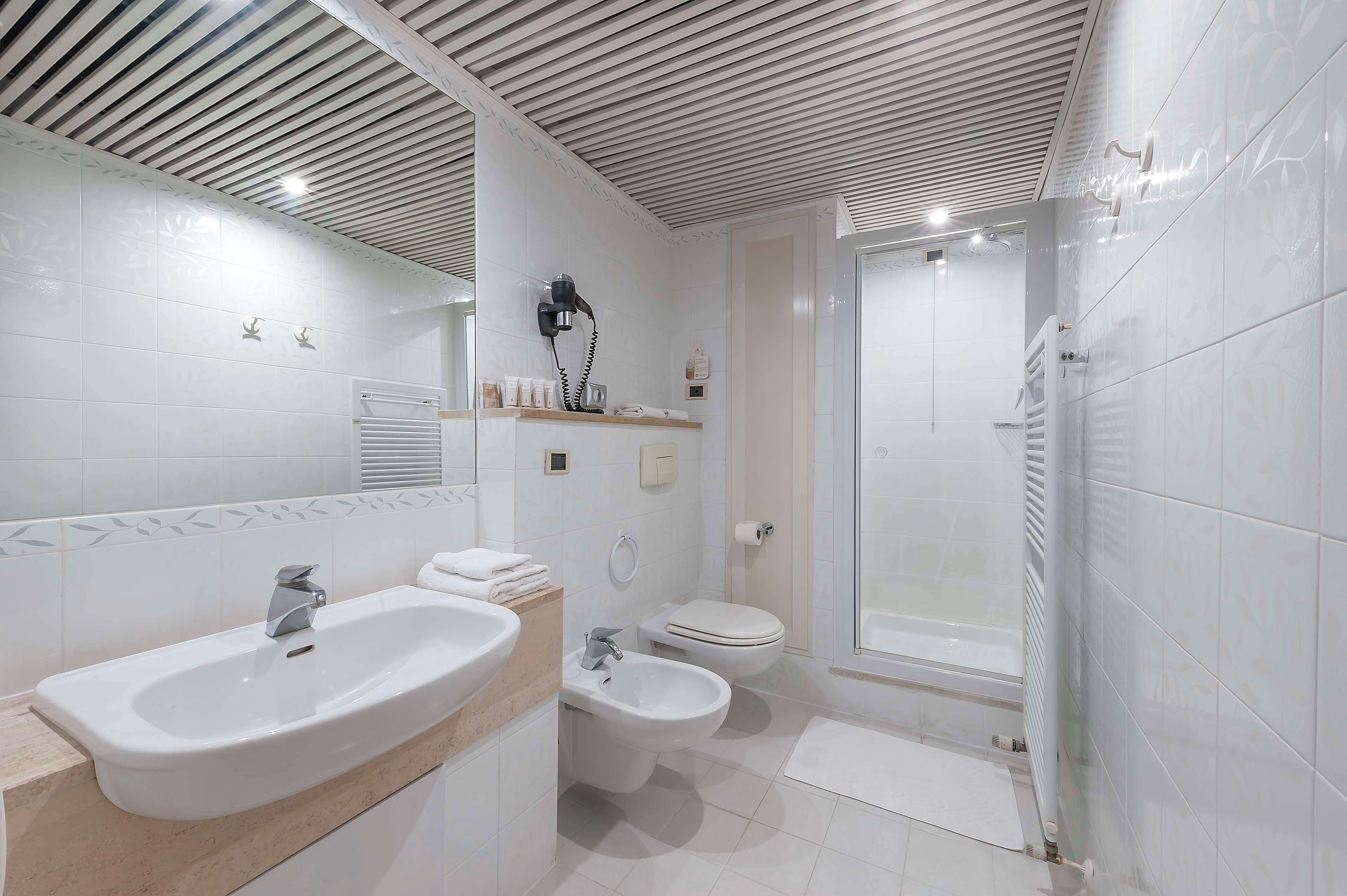 rainfall showerhead, free toiletries, hair dryer, bidet