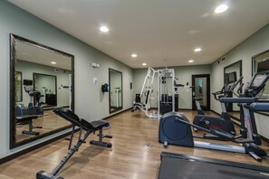 A gym with cardio machines, weight equipment, and mirrors. - Holiday Inn Express Hotel & Suites South Bend by IHG (South Bend)