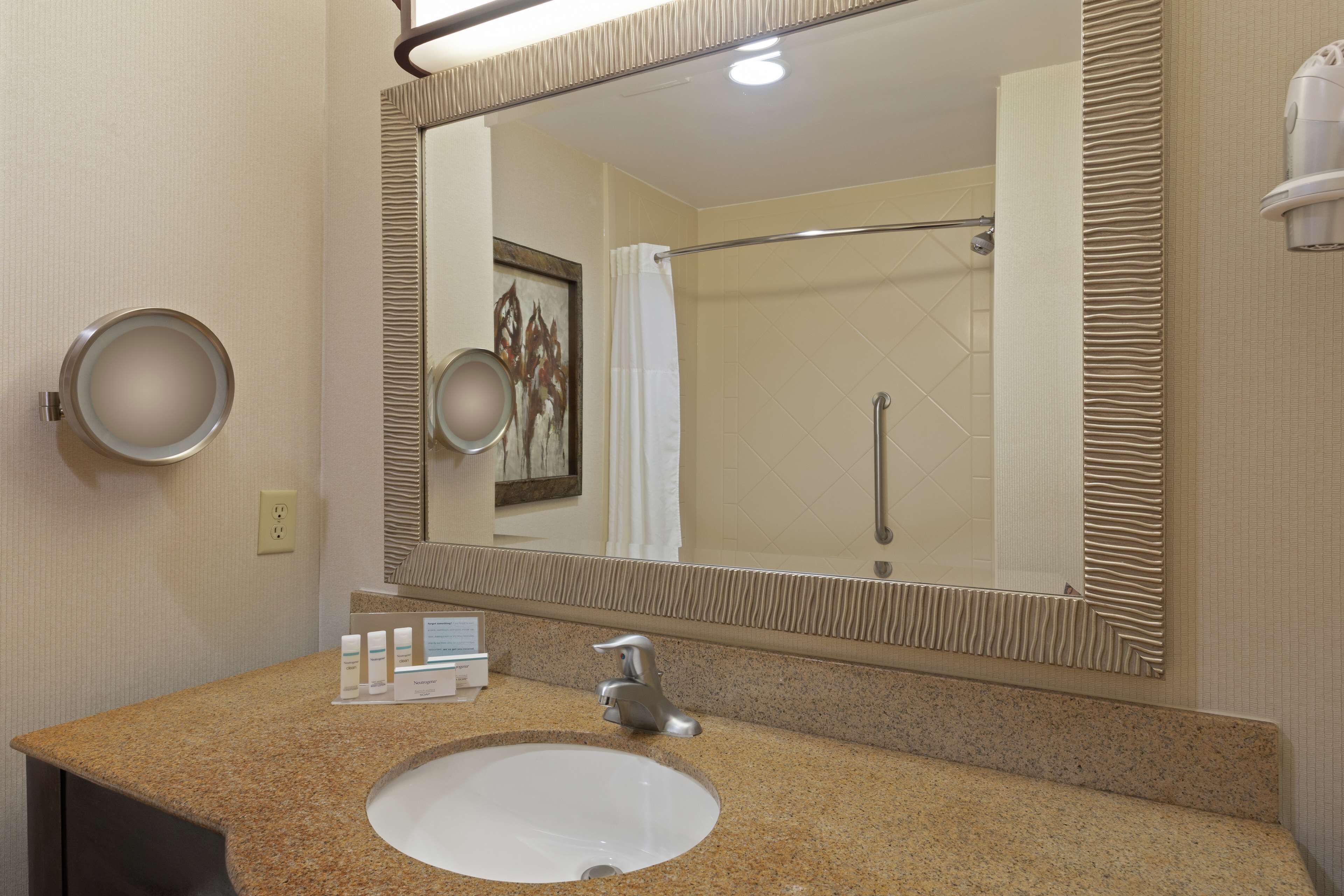 free toiletries, hair dryer, towels