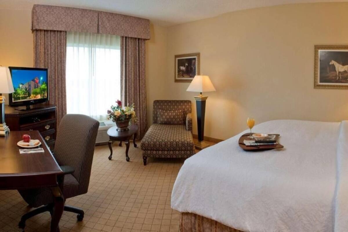 Premium bedding, desk, blackout drapes, iron/ironing board