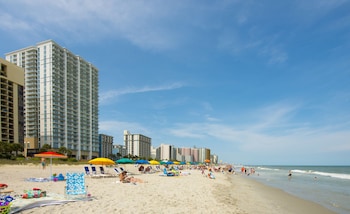 On the beach at Hilton Grand Vacations Club Ocean 22 Myrtle Beach.