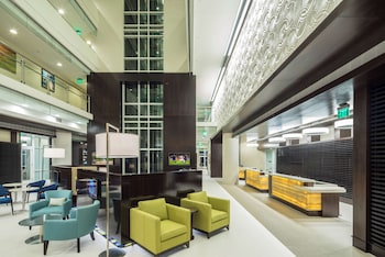 Reception area at Hilton Grand Vacations Club Ocean 22 Myrtle Beach.