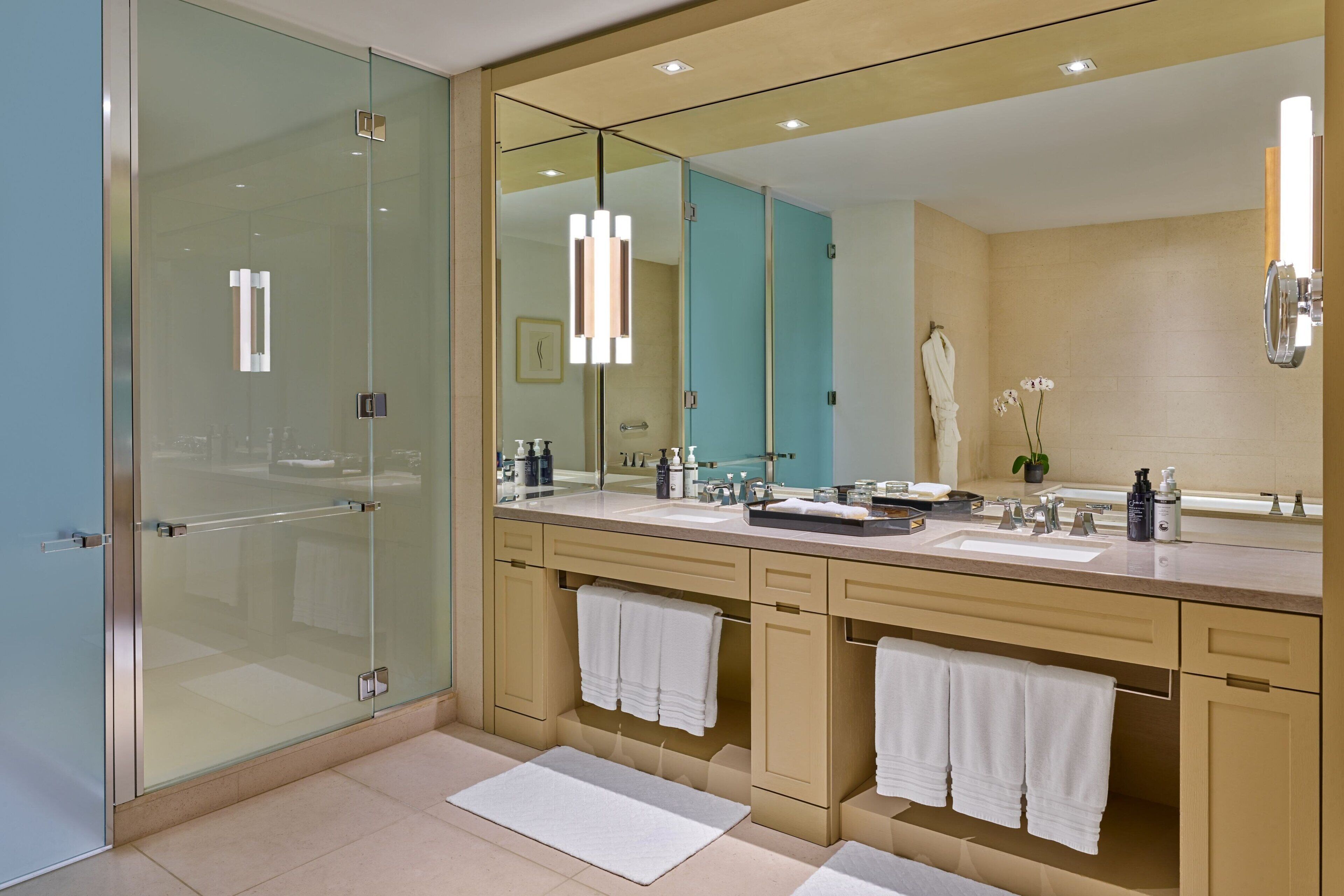 st regis, suite, 1 bedroom | bathroom | designer toiletries, hair dryer, bathrobes, slippers