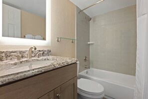 Standard Condo, 2 Bedrooms, Non Smoking | Bathroom | Combined shower/tub, free toiletries, hair dryer, towels - Club Wyndham Westwinds (North Myrtle Beach)