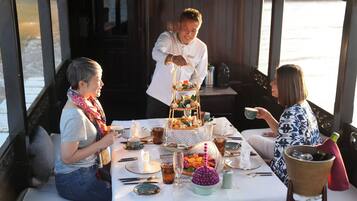 International cuisine, pool views