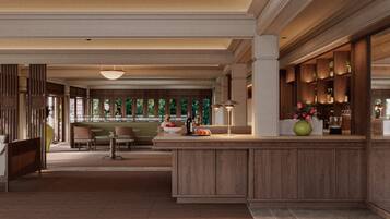 Cucina internazionale, con vista sulla piscina