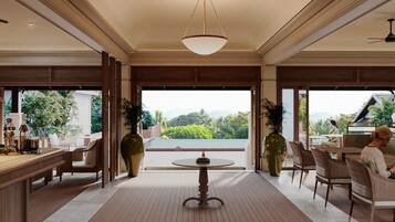 International cuisine, pool views