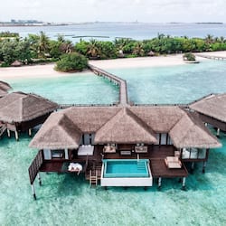 Overwater bungalows with pools and stunning ocean views.