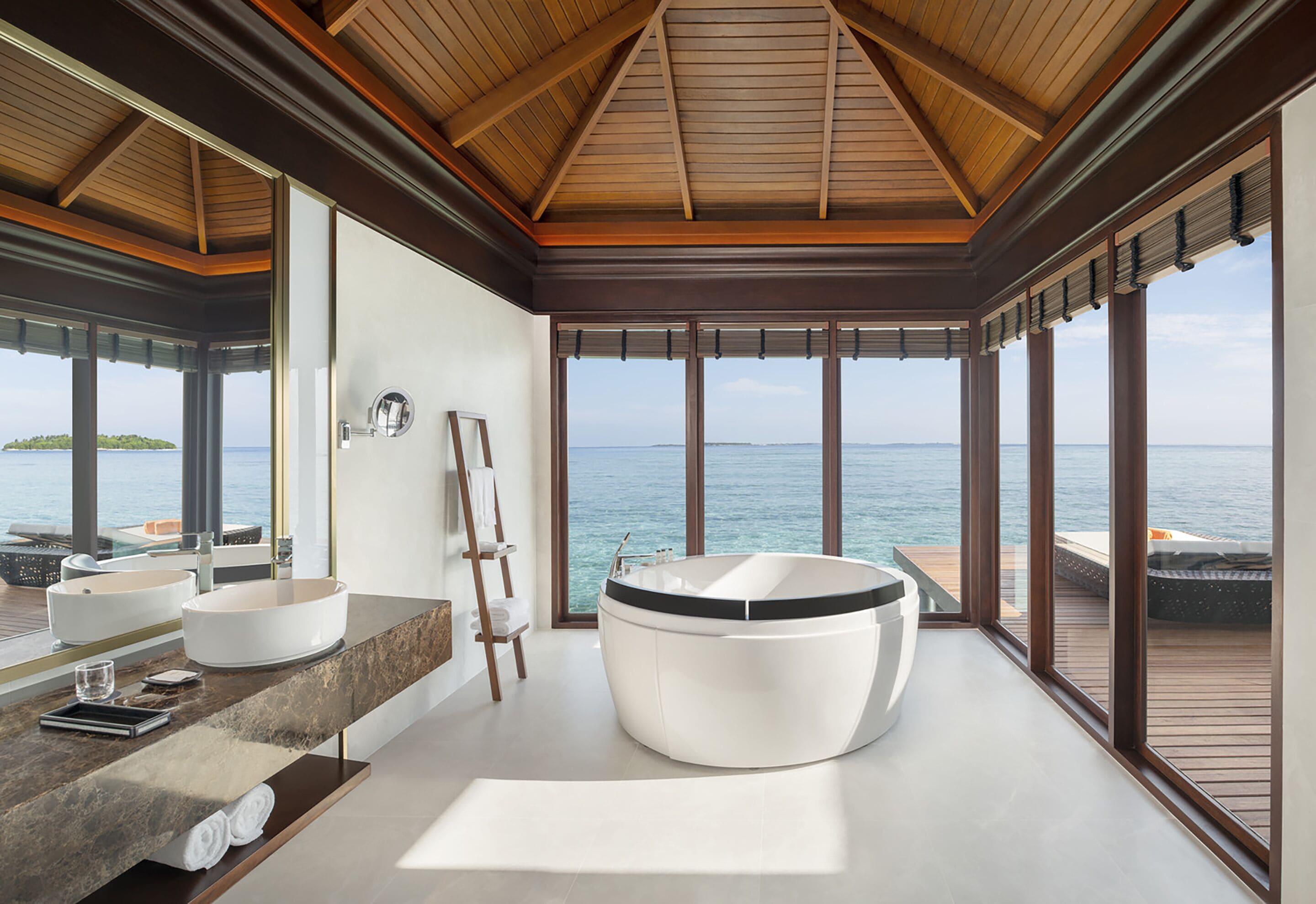 suite, 2 bedrooms, non smoking, ocean view (overwater) | bathroom | separate bathtub and shower, free toiletries, hair dryer, bathrobes