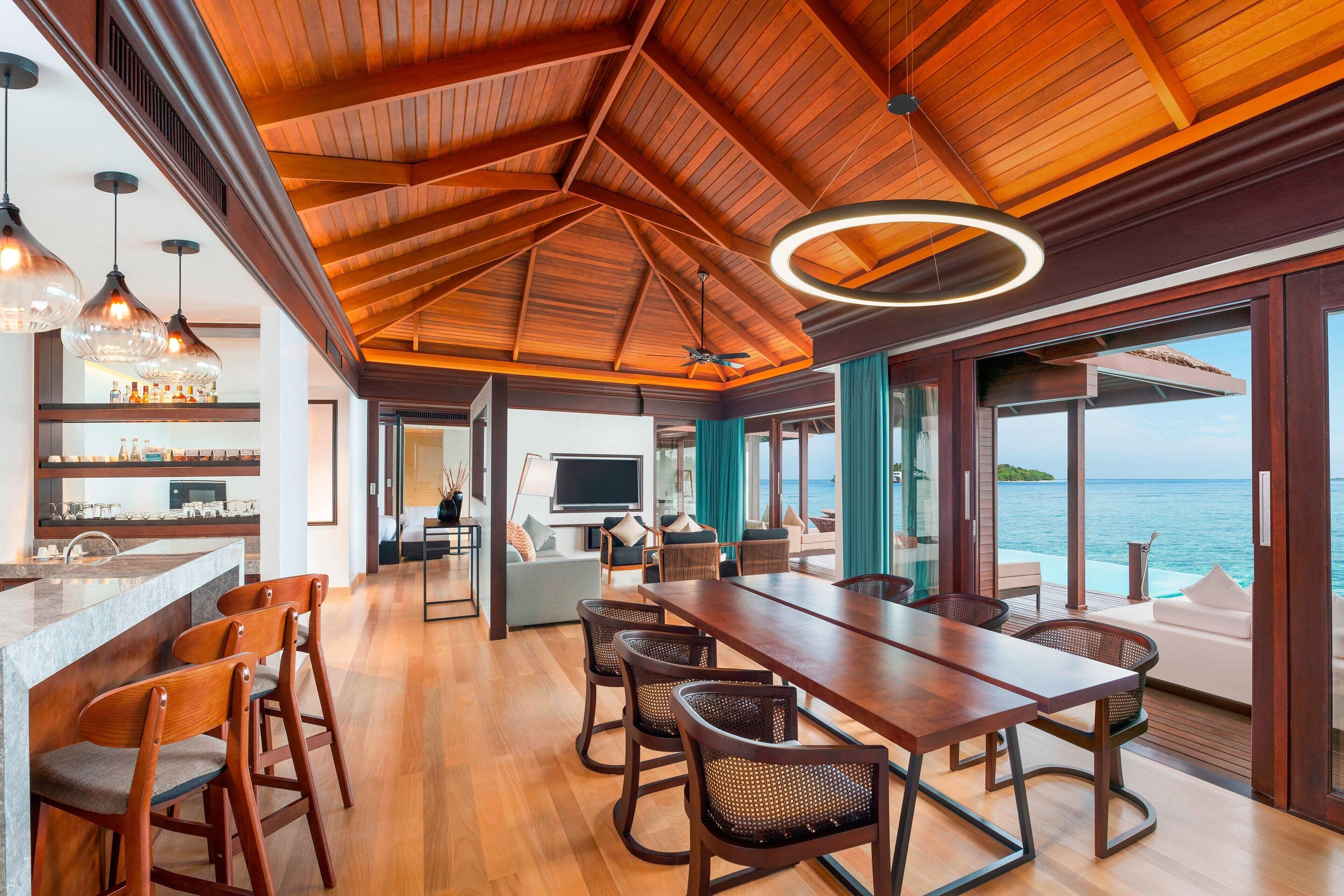 suite, 2 bedrooms, non smoking, ocean view (overwater) | 1 bedroom, free minibar items, in-room safe, individually furnished