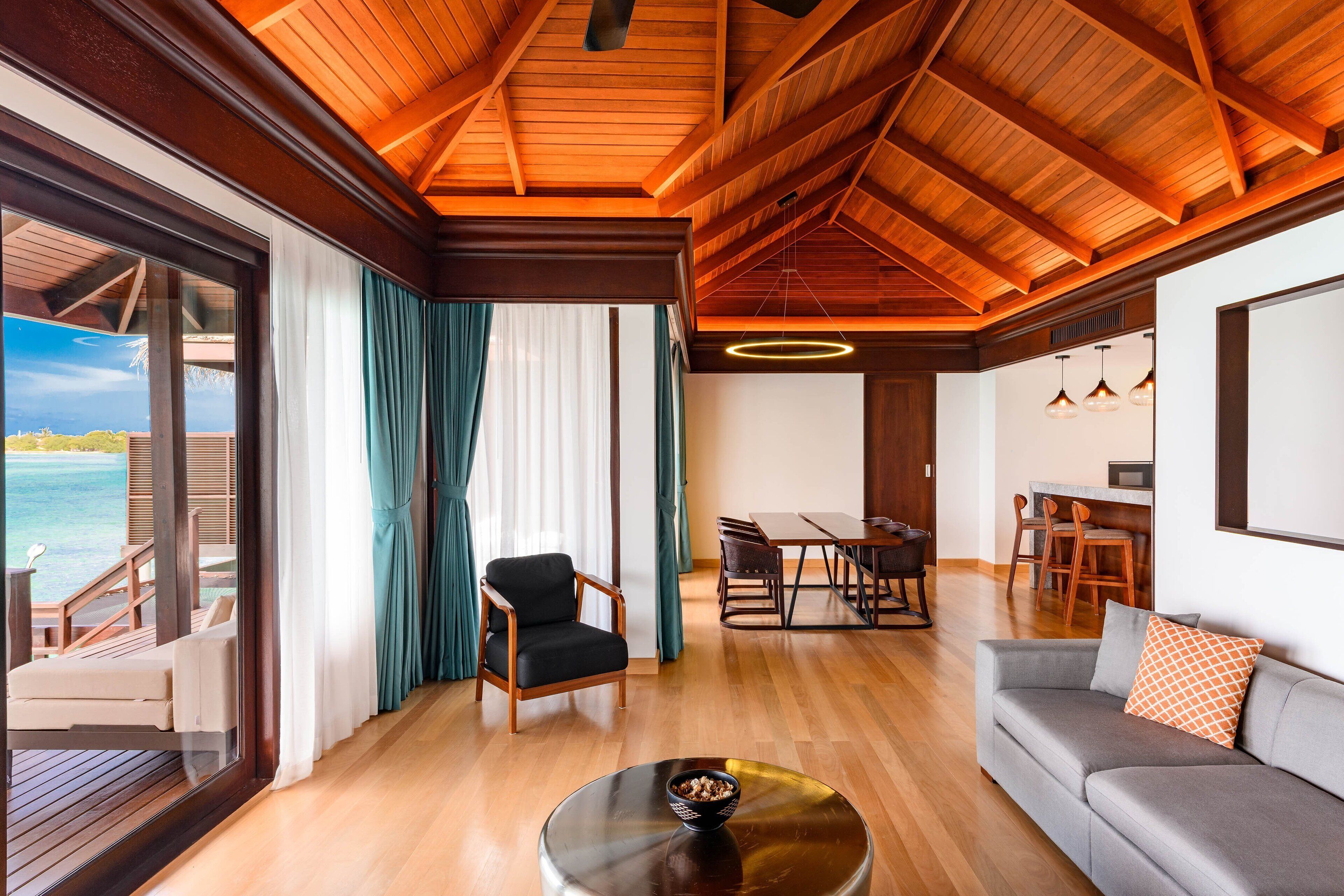 suite, 2 bedrooms, non smoking, ocean view (overwater) | living room | 49-inch plasma tv with satellite channels, tv