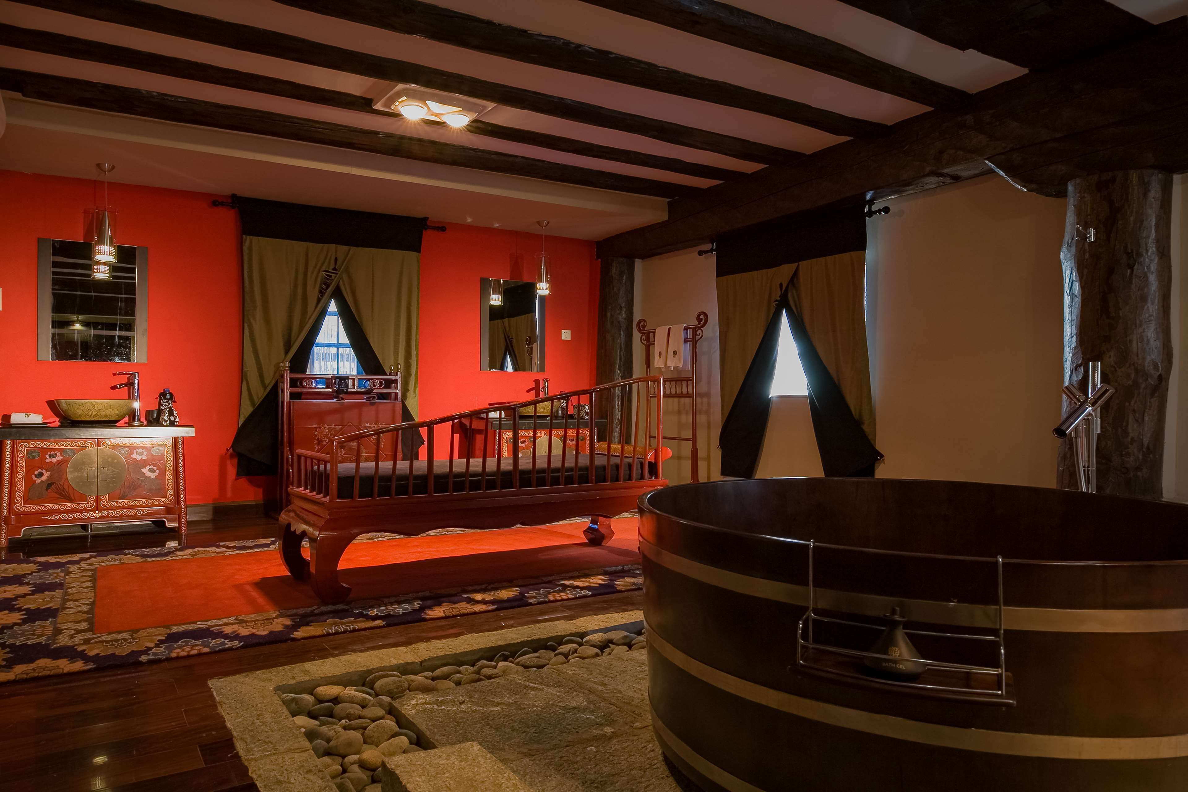 separate bathtub and shower, deep-soaking bathtub, free toiletries