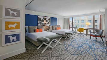Studio, 2 Queen Beds (Premier City View) | Frette Italian sheets, premium bedding, in-room safe, desk