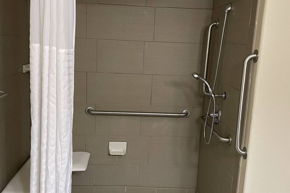 room, 1 king bed, accessible, non smoking | bathroom | free toiletries, hair dryer, towels, soap