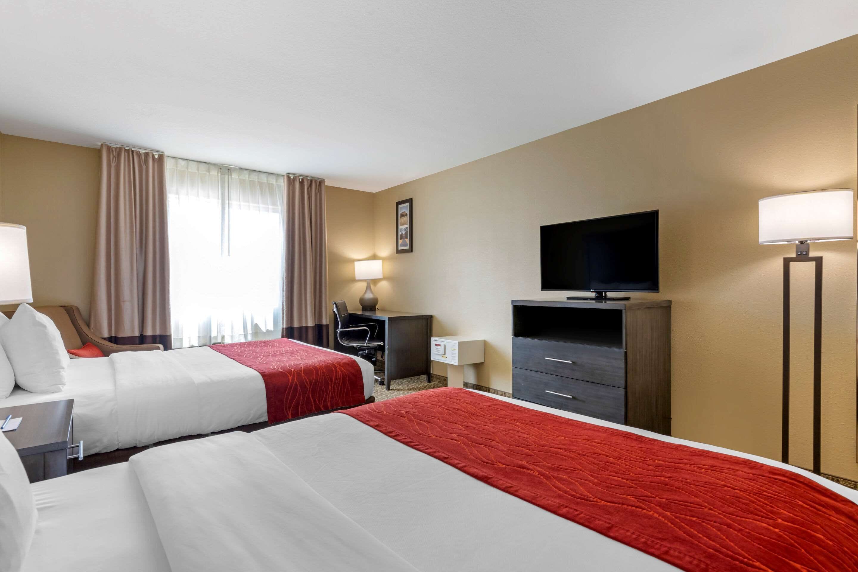 standard room, 2 queen beds, non smoking | in-room safe, desk, iron/ironing board, rollaway beds