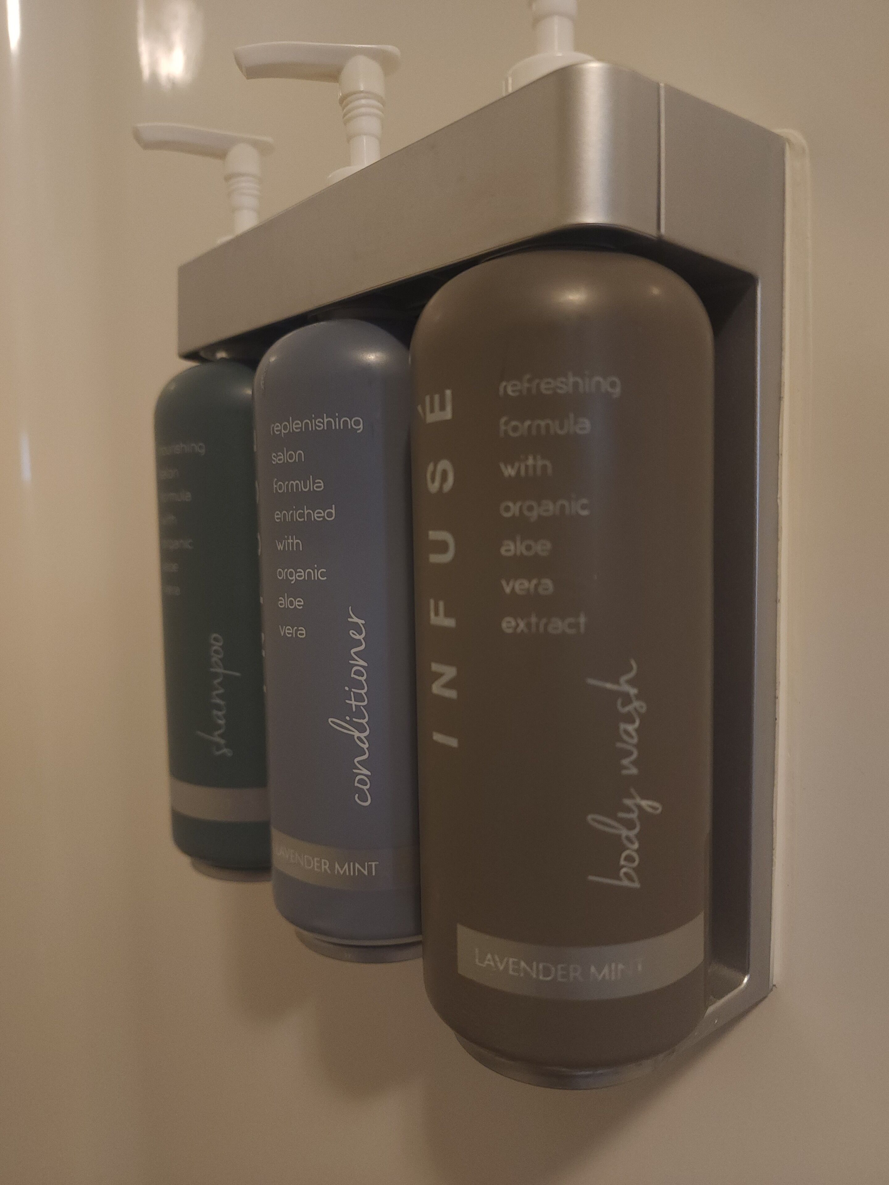 free toiletries, hair dryer, towels