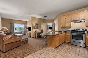 Room, Multiple Beds, Non Smoking, Jetted Tub (Full Kitchen) | Living area | TV