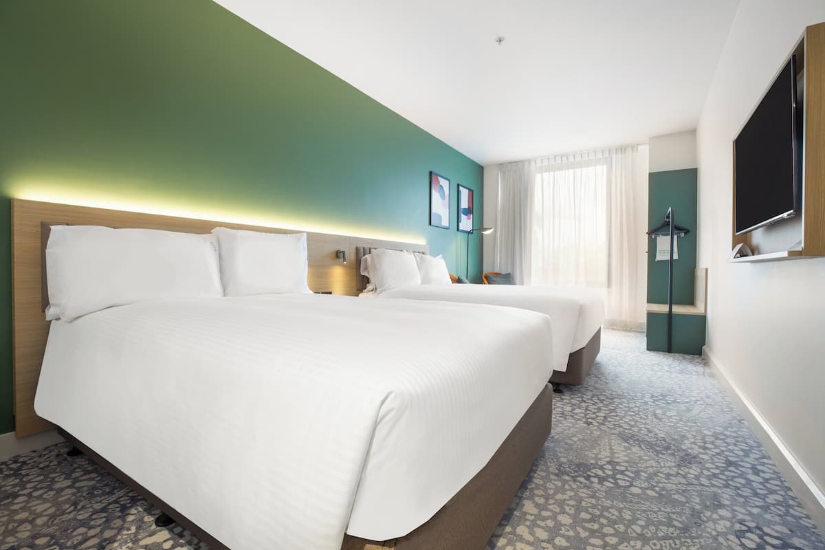 Standard Room, 2 Double Beds | In-room safe, individually furnished, desk, laptop workspace