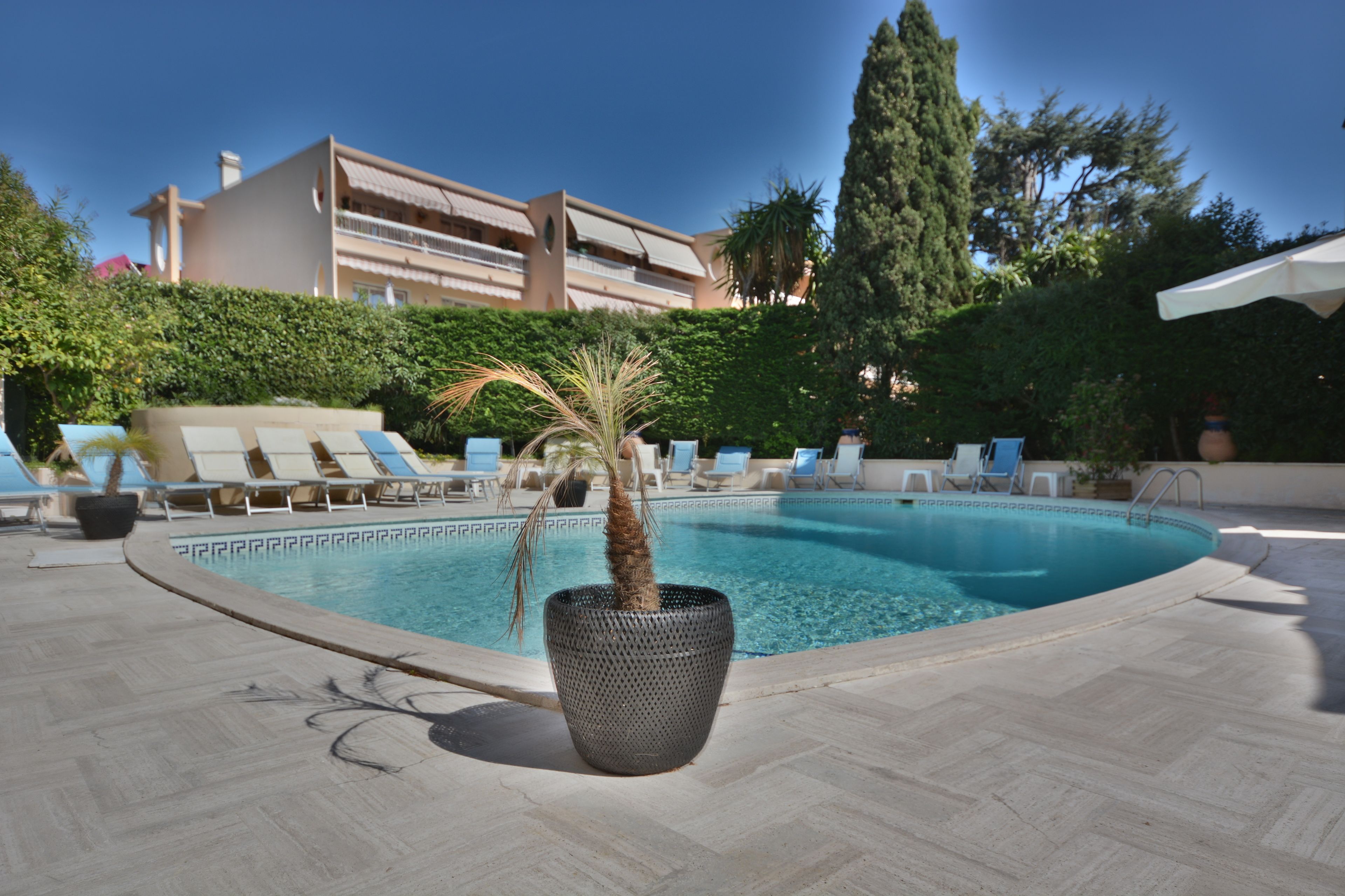 Outdoor pool, open 9:00 AM to 8:00 PM, pool umbrellas, sun loungers