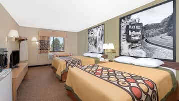 Standard Room, 2 Queen Beds, Non Smoking | Blackout curtains, iron/ironing board, free cots/infant beds