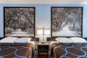 Double Room, 2 Double Beds, Smoking | Pillow-top beds, desk, blackout curtains, iron/ironing board