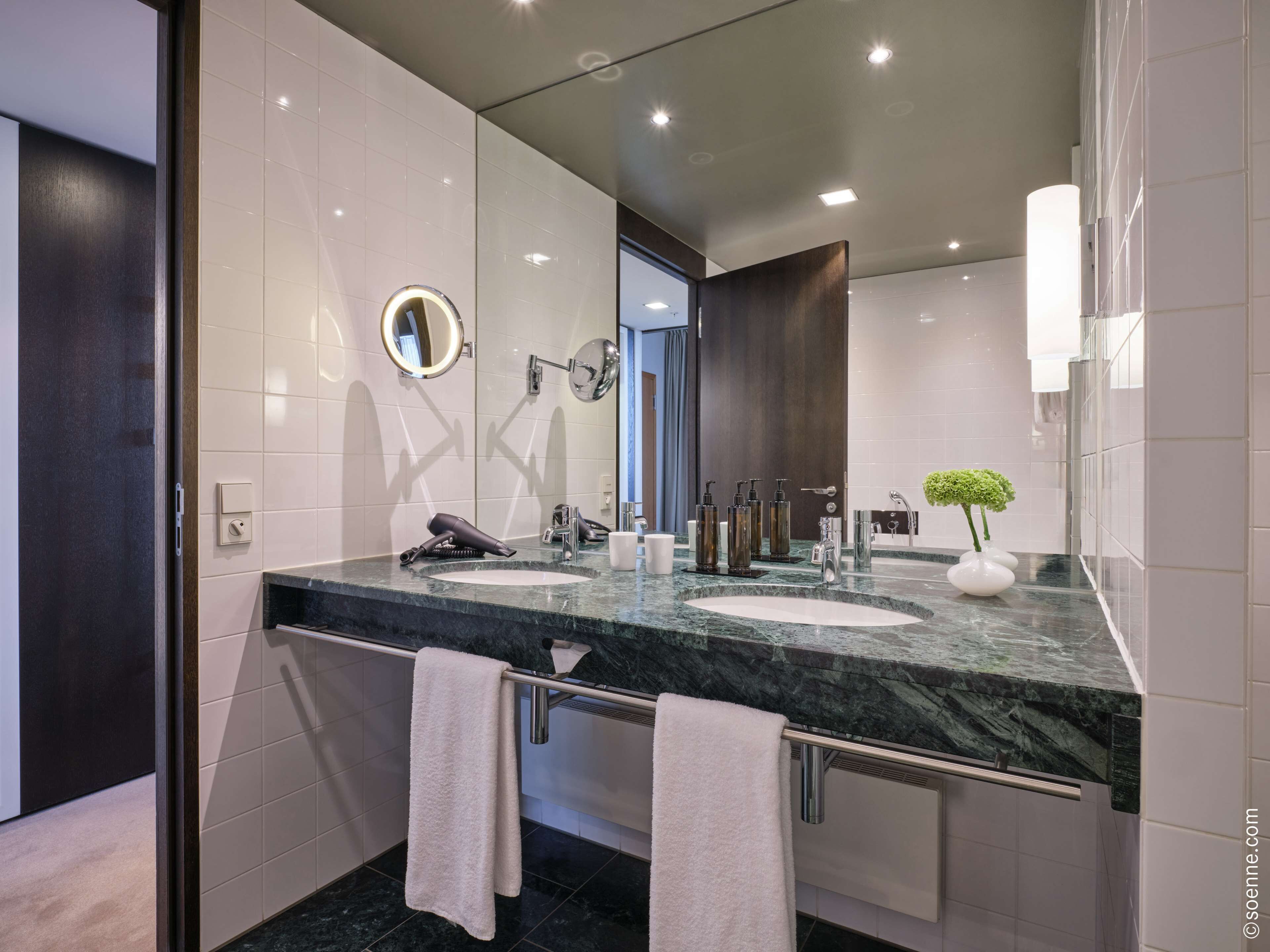 separate bathtub and shower, free toiletries, hair dryer, slippers