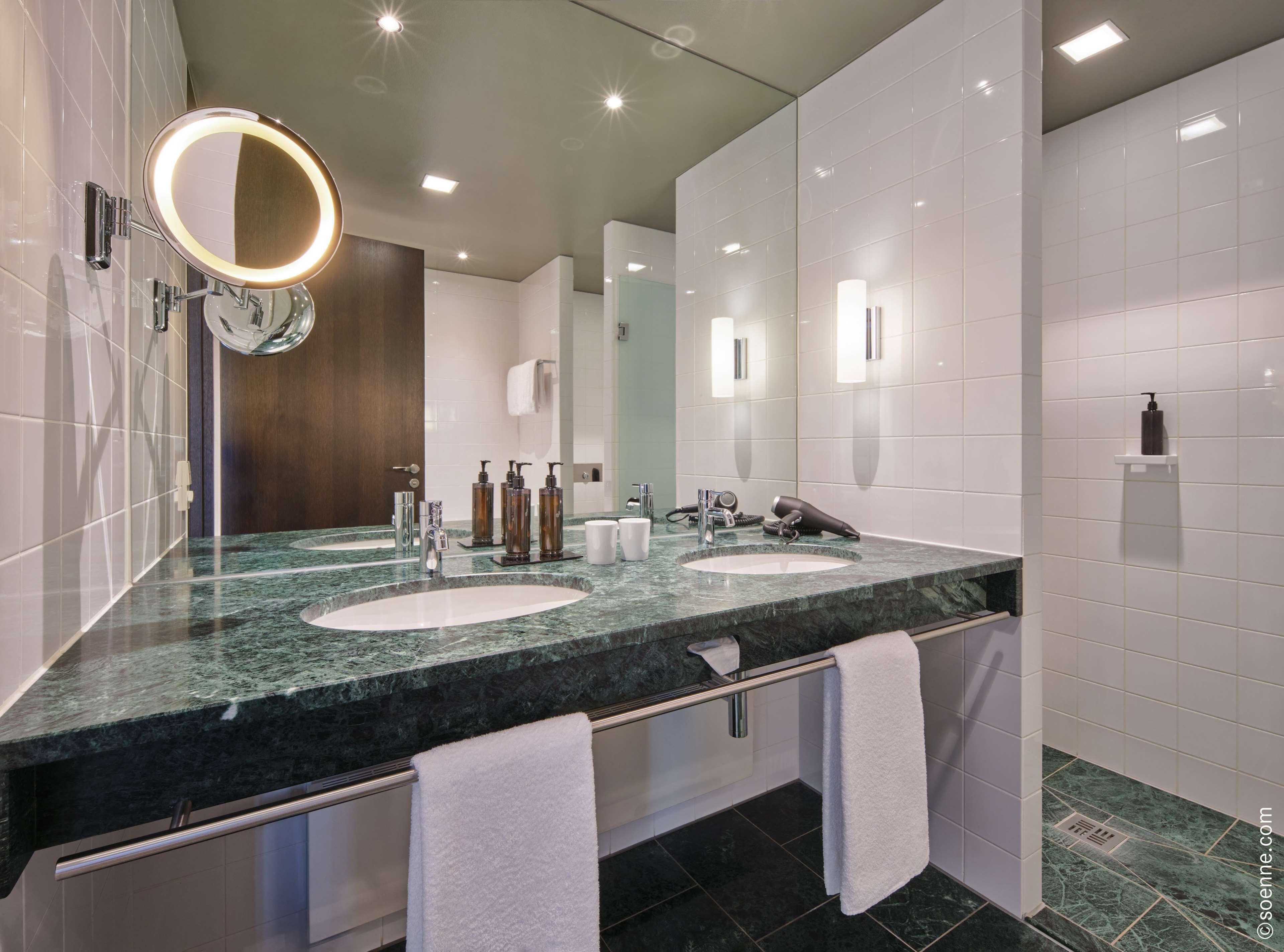 separate bathtub and shower, free toiletries, hair dryer, slippers