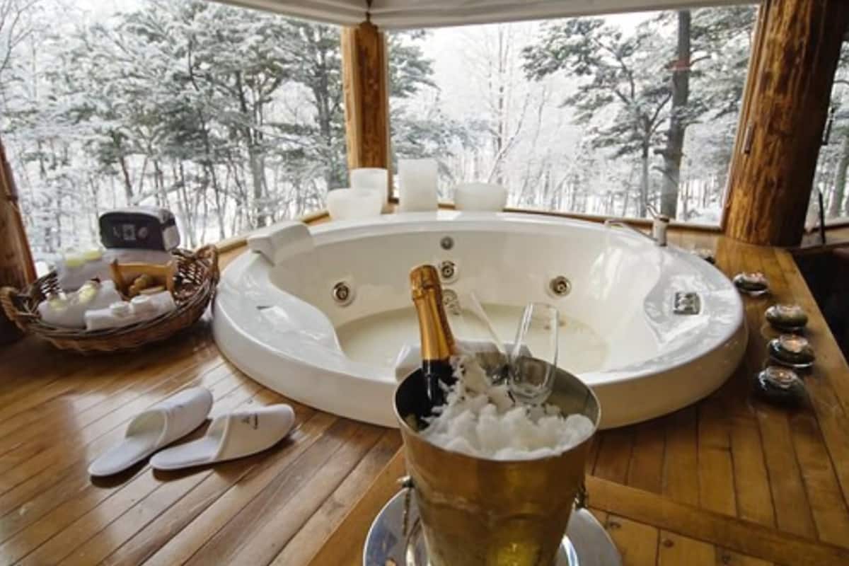 luxury cabin, kitchen | egyptian cotton sheets, premium bedding, down duvets, in-room safe