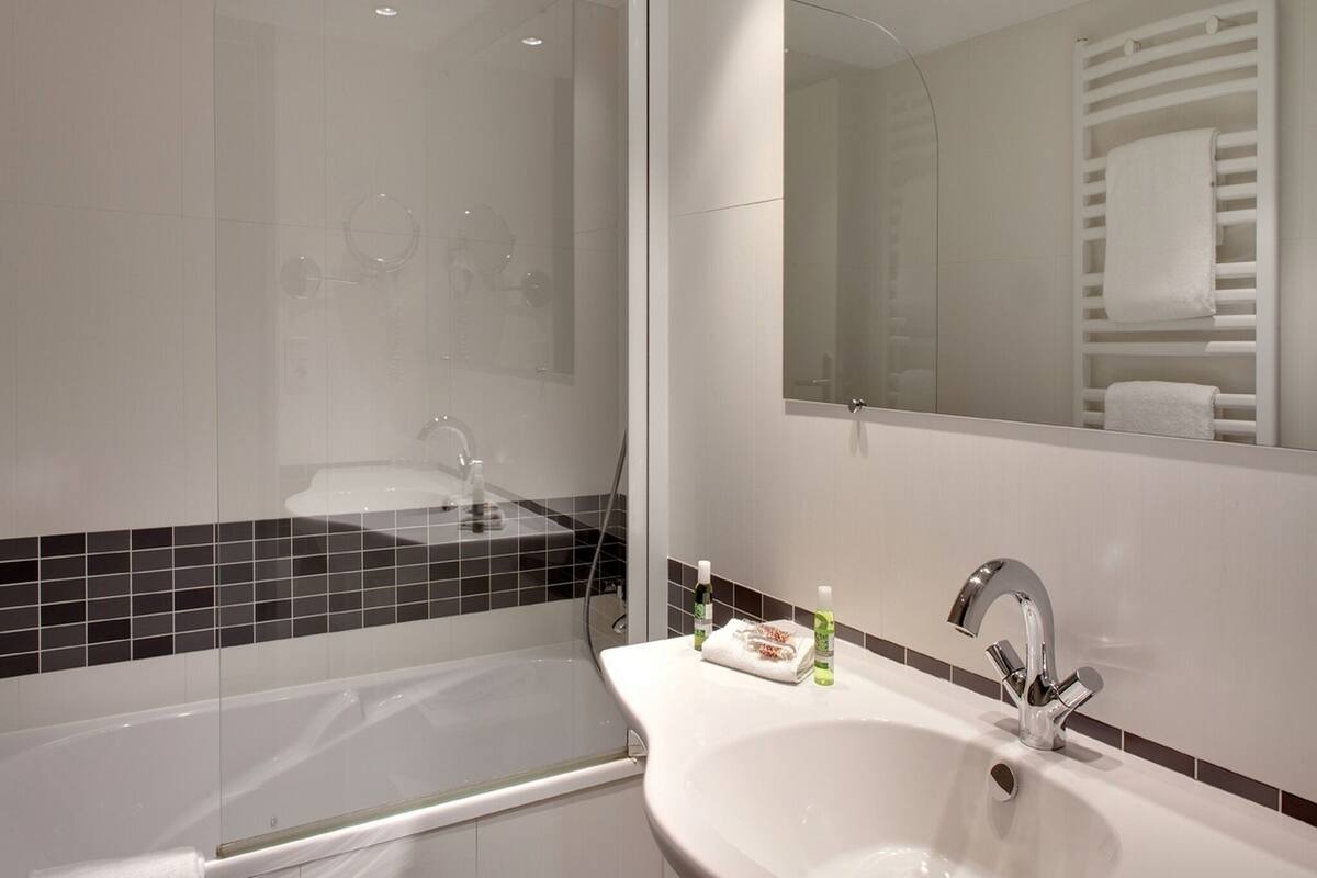 free toiletries, hair dryer, towels, soap