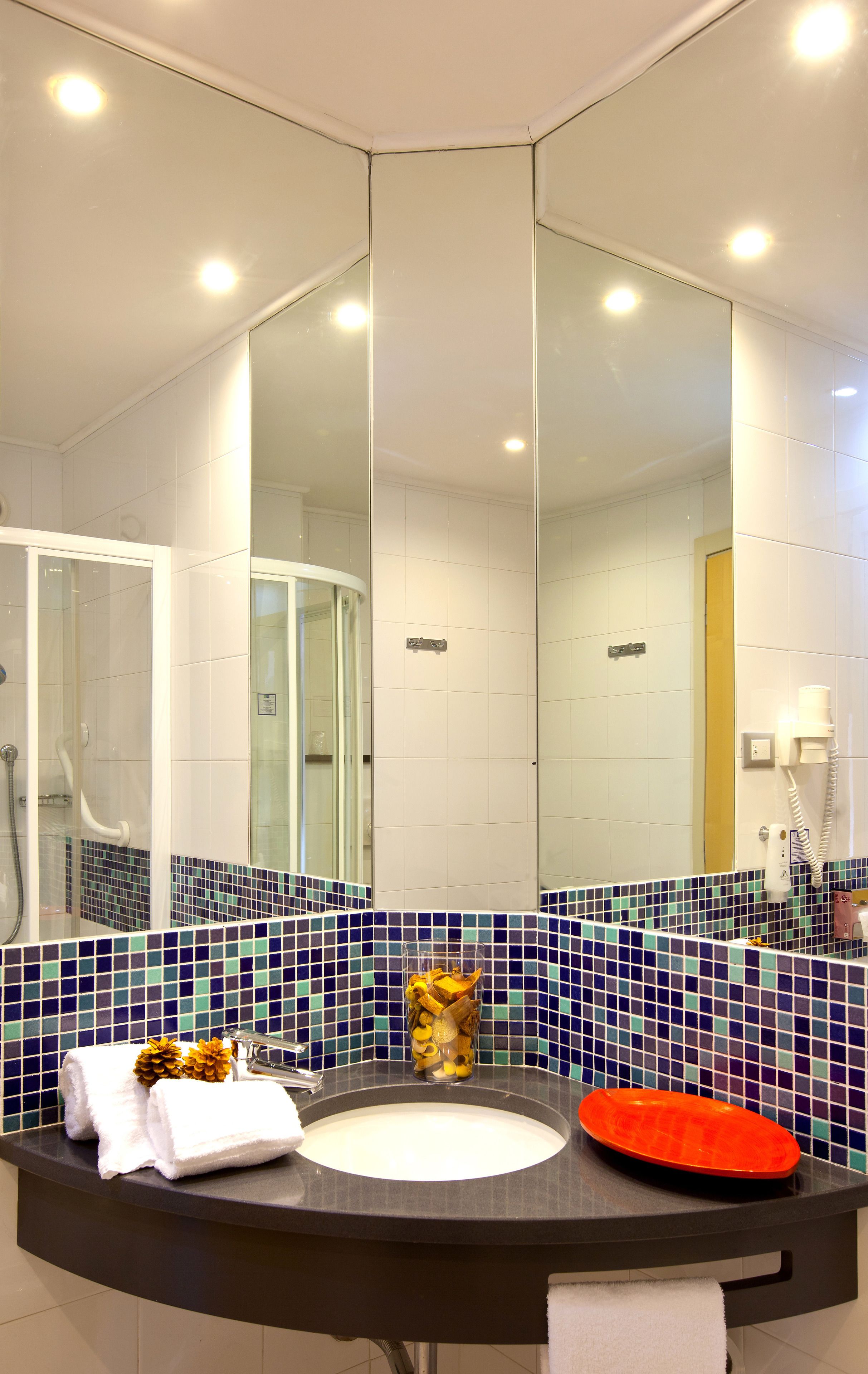 Shower, free toiletries, hair dryer, bidet