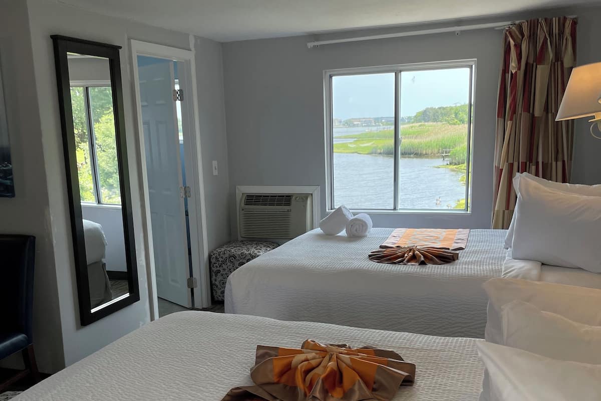 Room, 2 Queen Beds, Bay View | Internet, bed sheets, alarm clocks