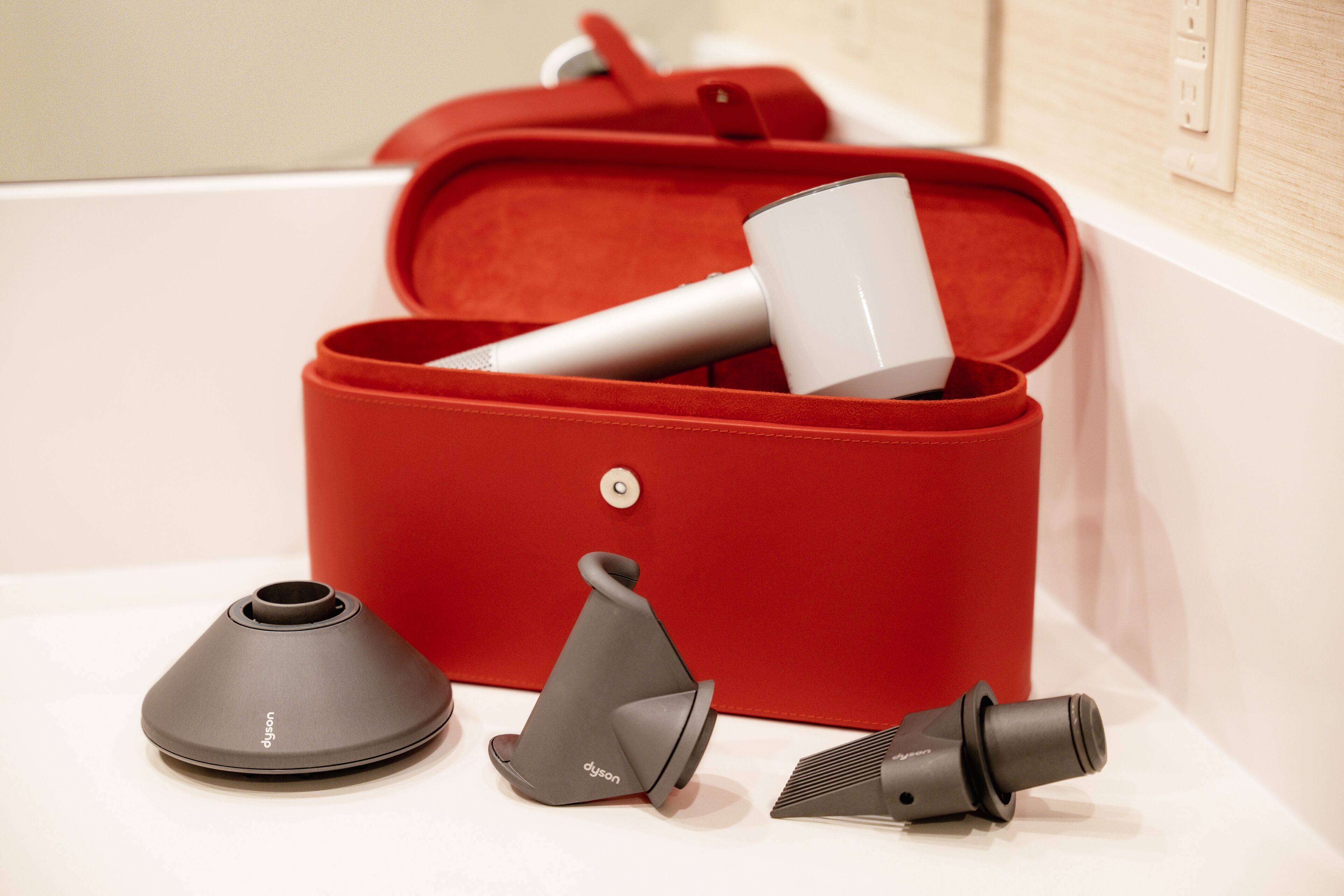 free toiletries, hair dryer, bathrobes, towels