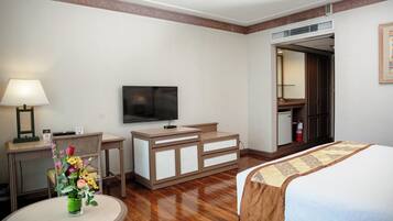 Minibar, desk, blackout drapes, free WiFi