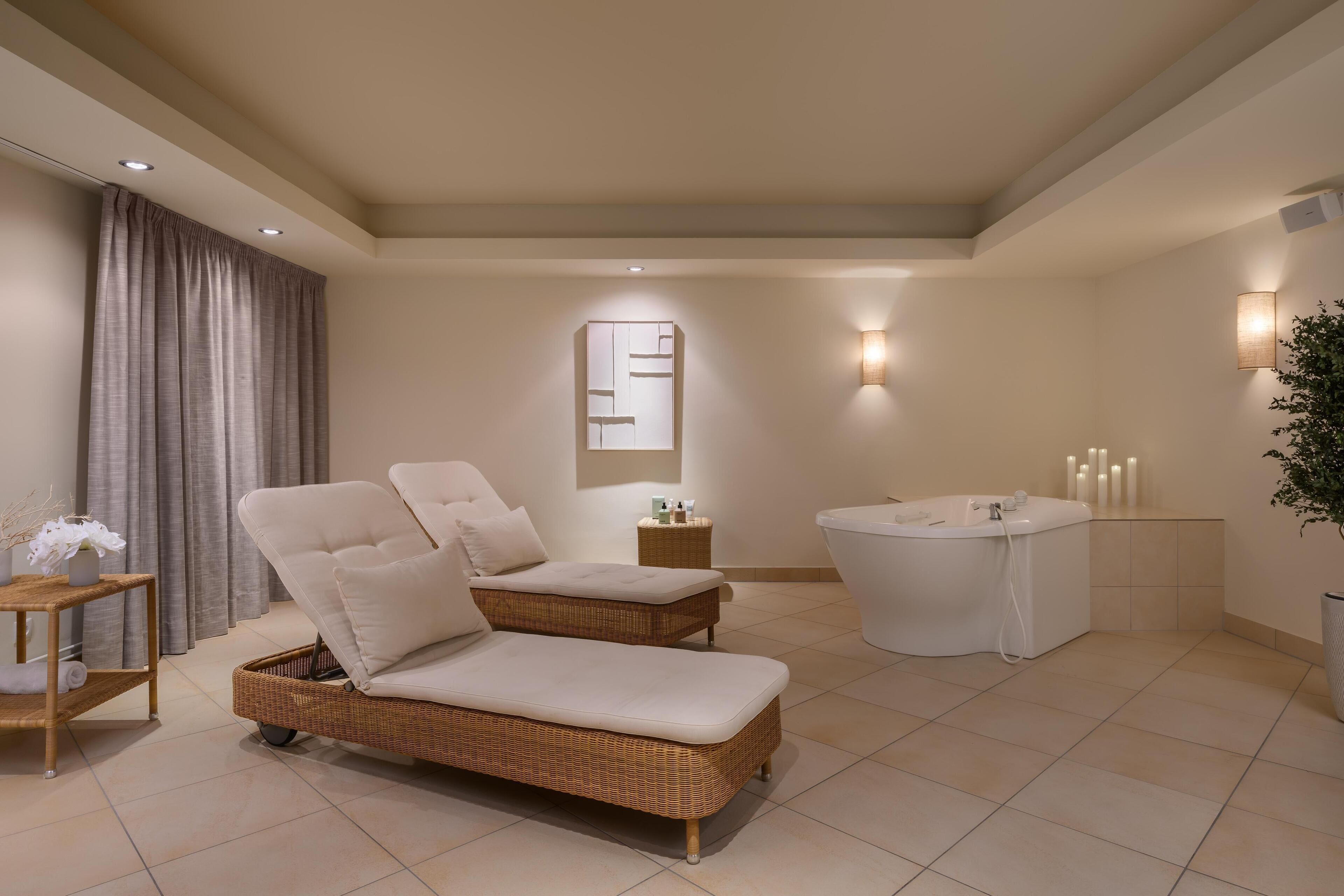 Sauna, steam room, body treatments, hot stone massages, body wraps