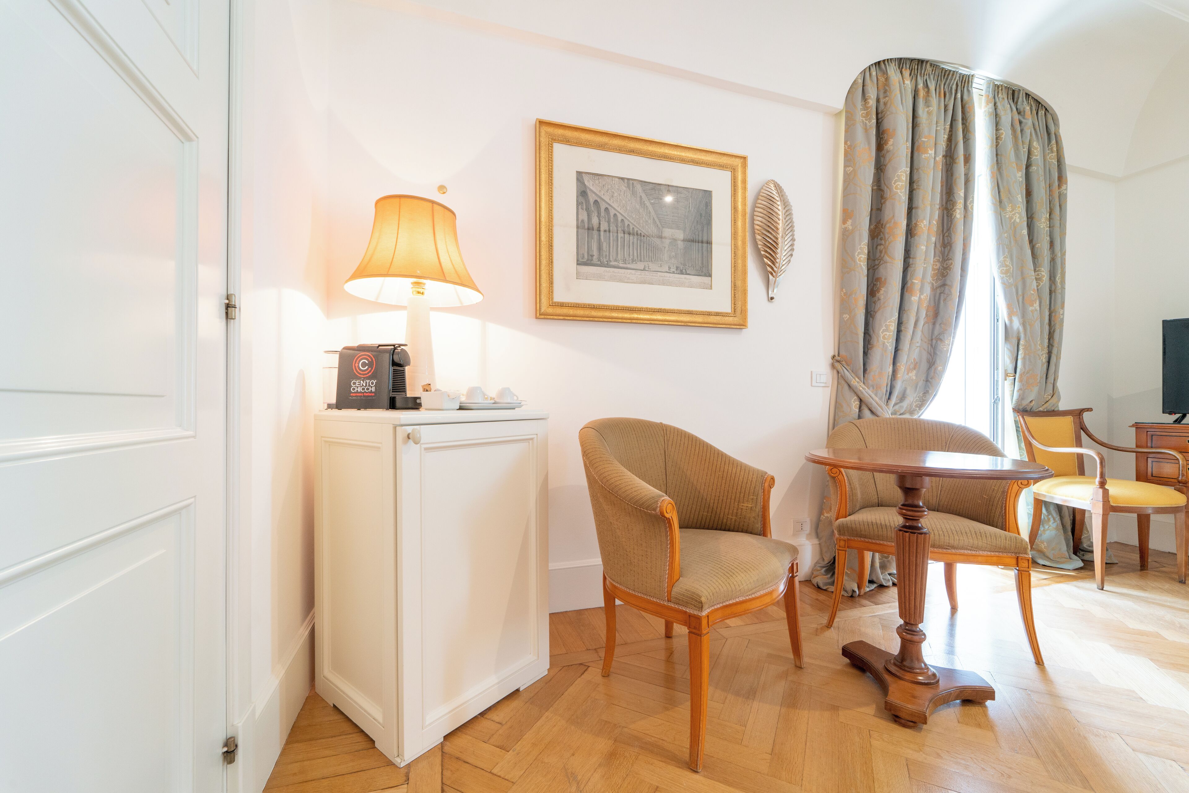 junior suite, 1 queen bed, balcony, garden view (double) | living area | 50-inch flat-screen tv with satellite channels, tv