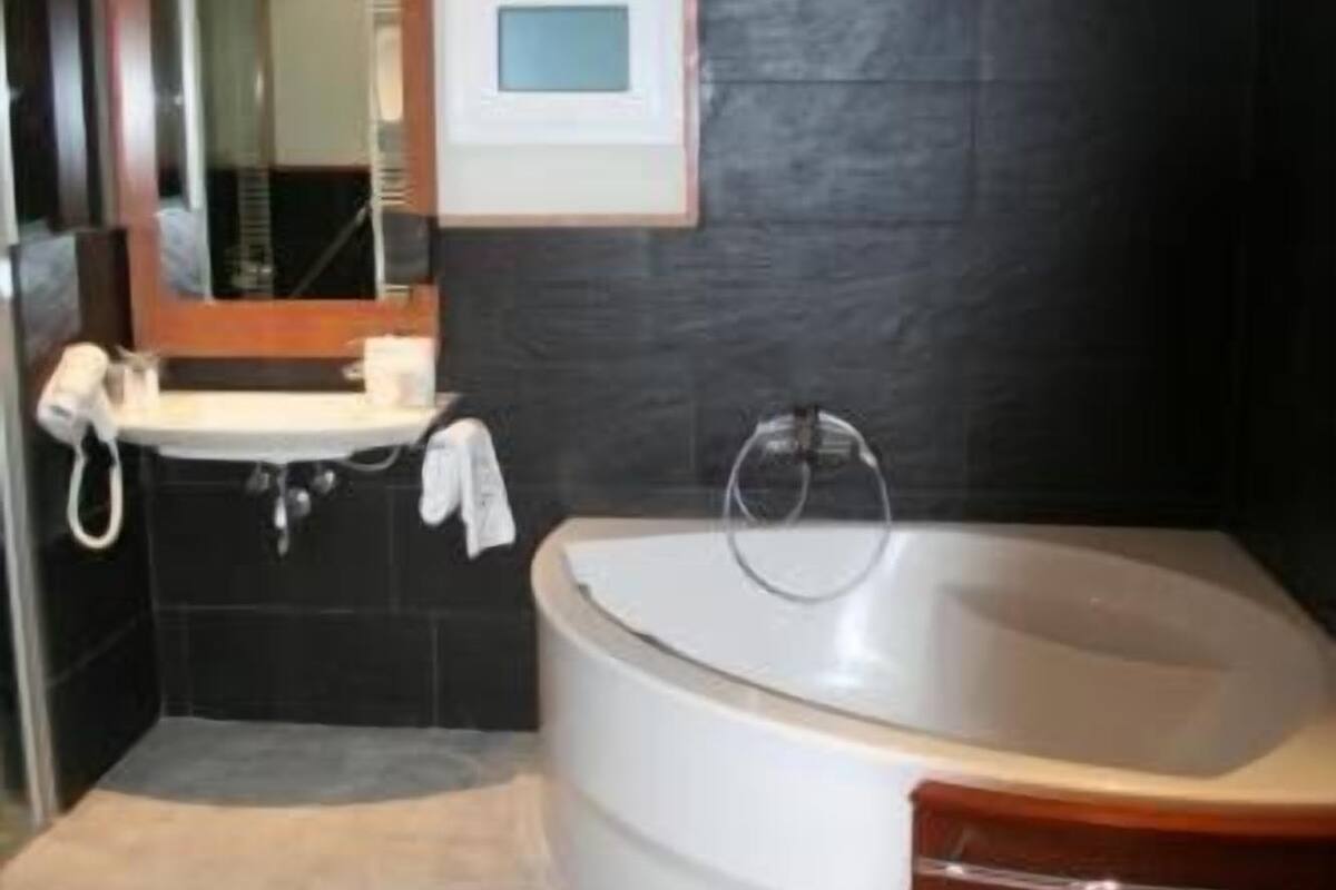 free toiletries, hair dryer, towels