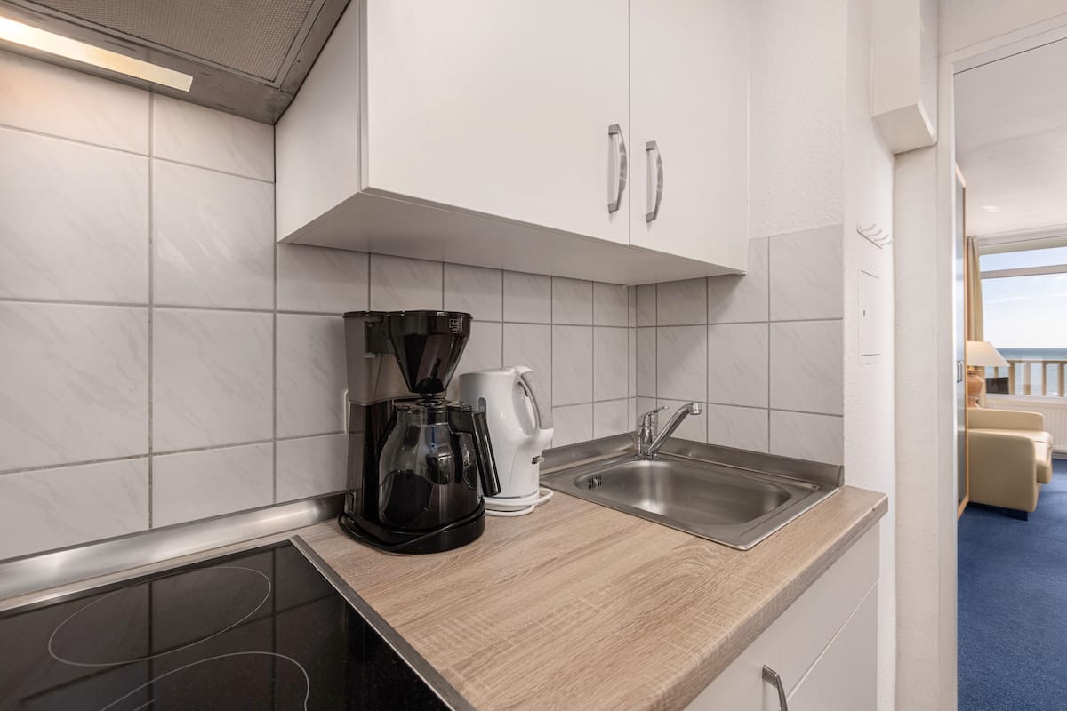 one-room apartment | private kitchen | fridge, coffee/tea maker, electric kettle, cookware/dishes/utensils