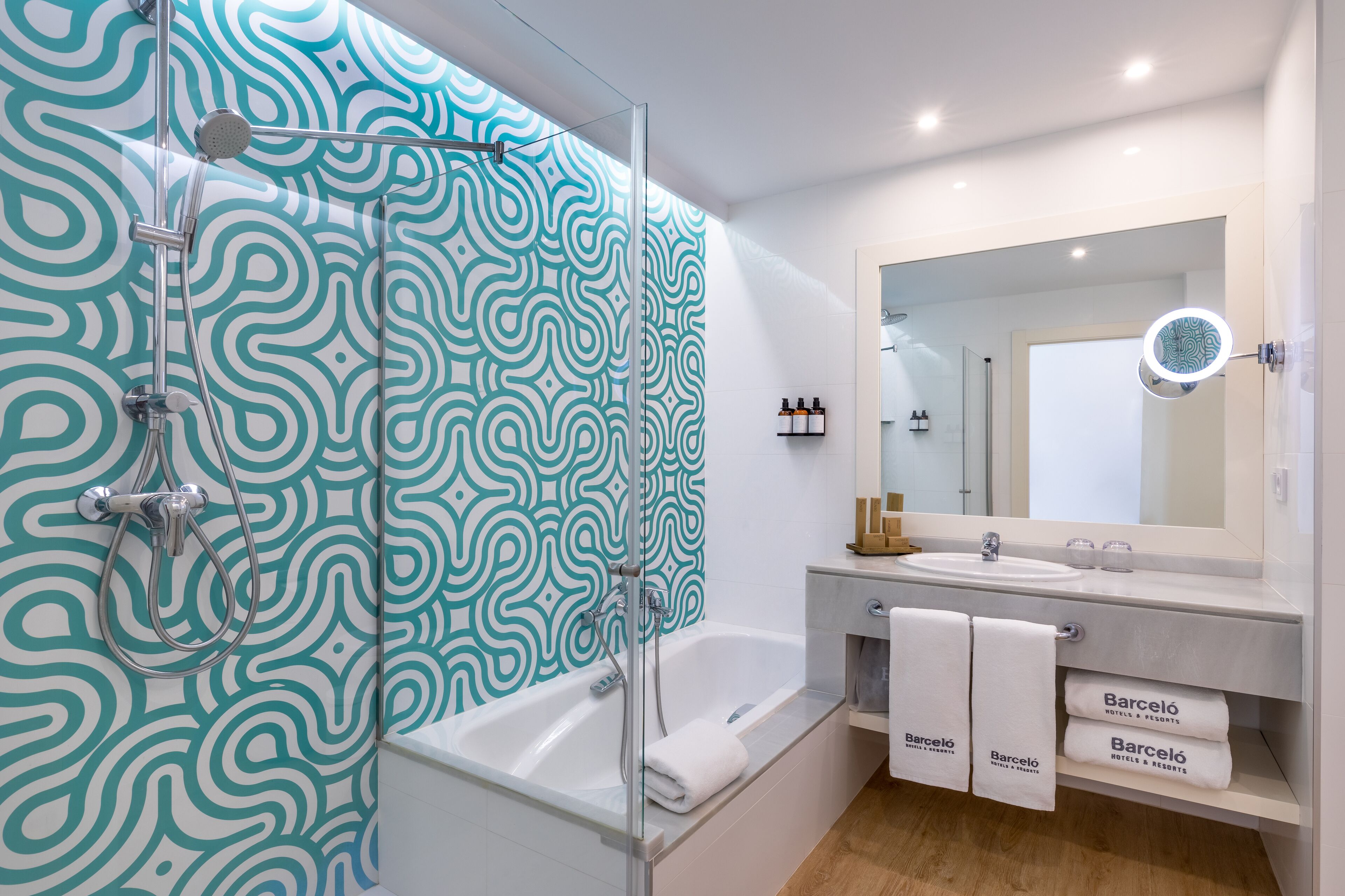 combined shower/bathtub, free toiletries, hair dryer, bidet