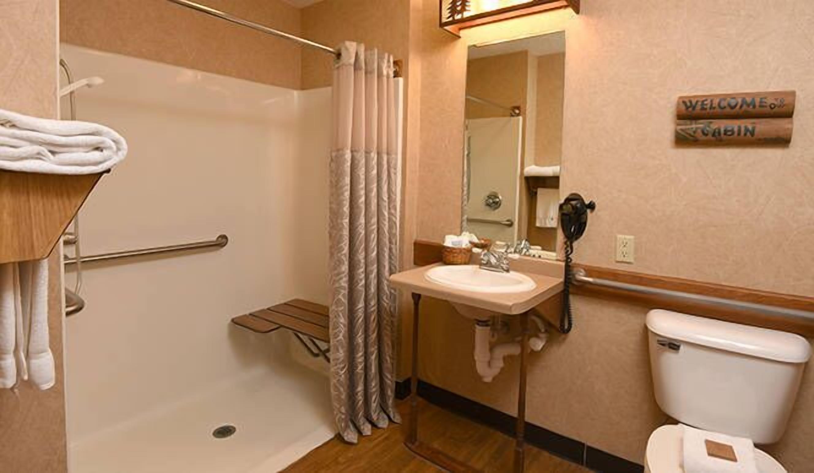 room, 2 double beds, accessible, non smoking | bathroom | hair dryer, towels