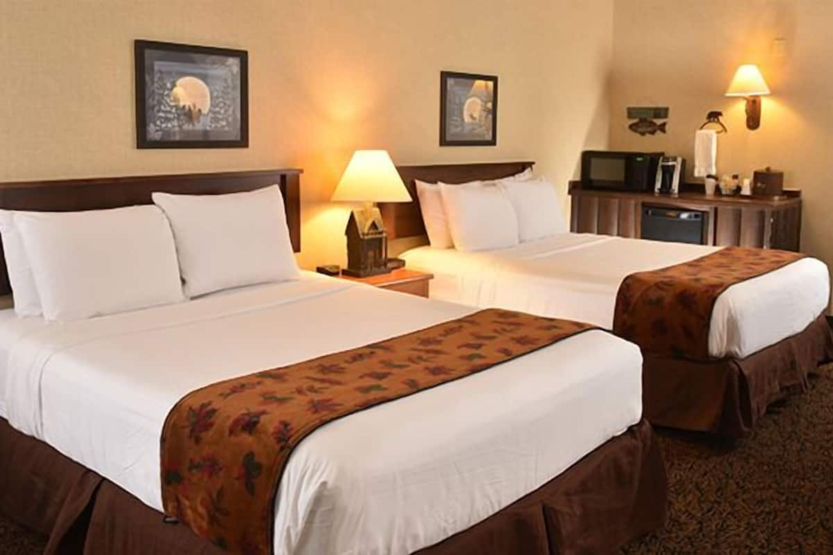 desk, laptop workspace, blackout curtains, iron/ironing board