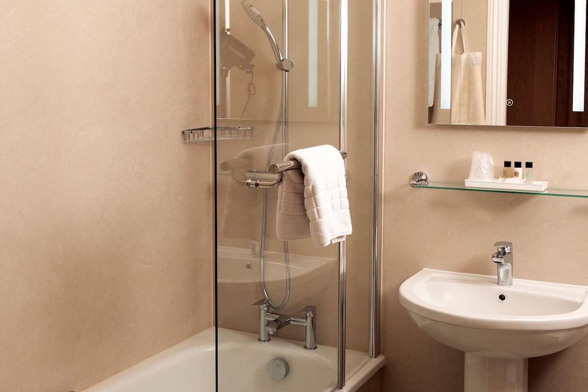 standard room, 1 king bed, non smoking (canopy bed) | bathroom | combined shower/bathtub, free toiletries, hair dryer, towels