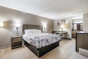 Habitación superior, 1 cama King size, para no fumadores | Escritorio, espacio para trabajar con laptop y cortinas blackout 