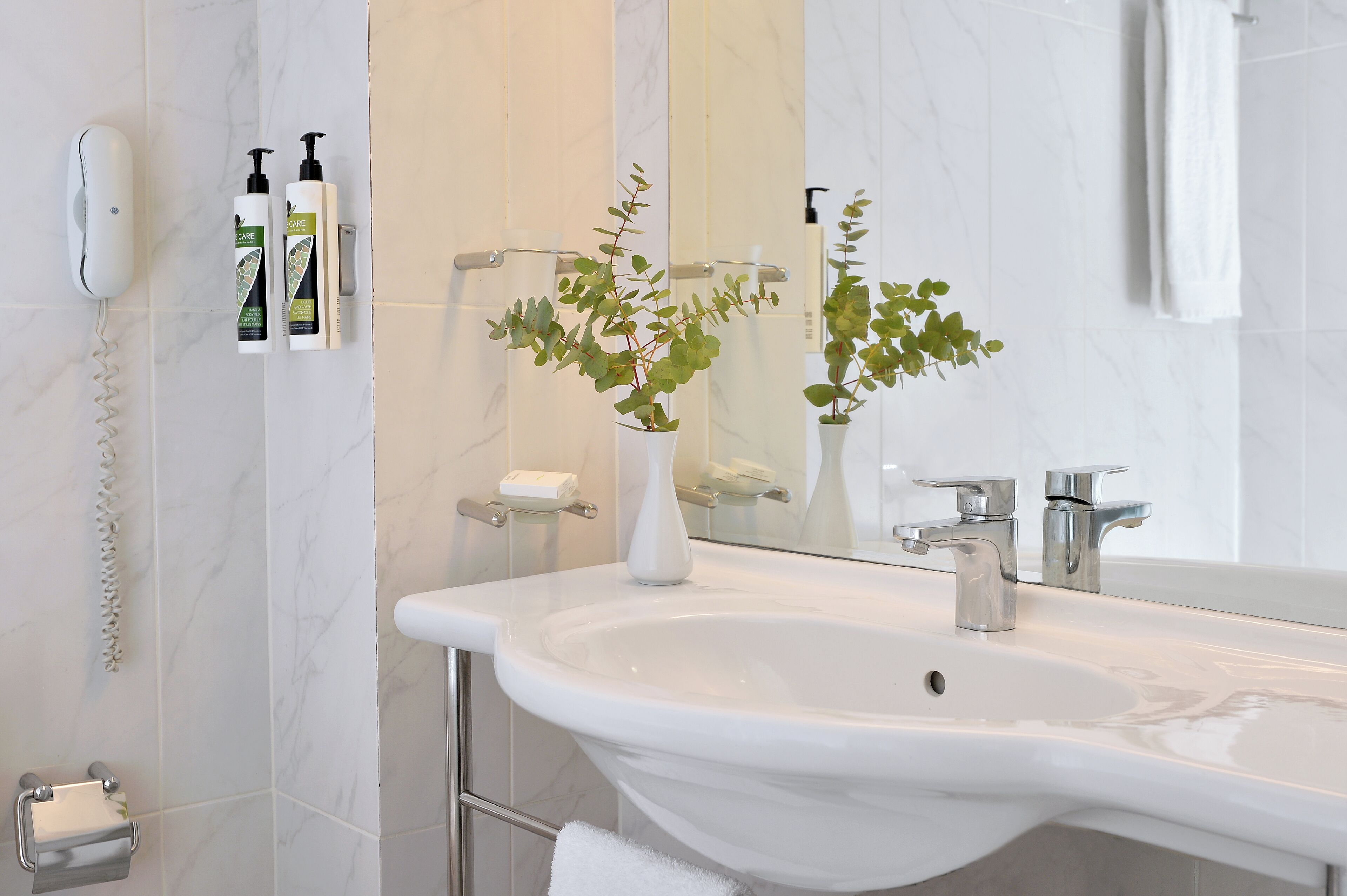 free toiletries, hair dryer, towels, soap