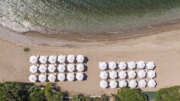 On the beach, beach towels, beach bar